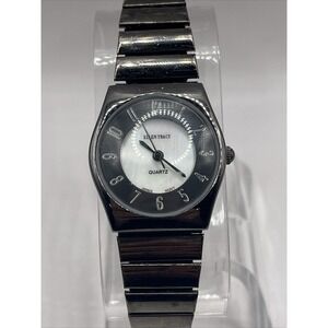 Ellen Tracy Women's Quartz Watch Black Stretch Band MOP Dial- New Battery‎